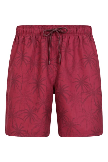 'Aruba' Men's Printed Swim Shorts Drawstring Quick Drying Swimming Trunks Burgundy - Image 2