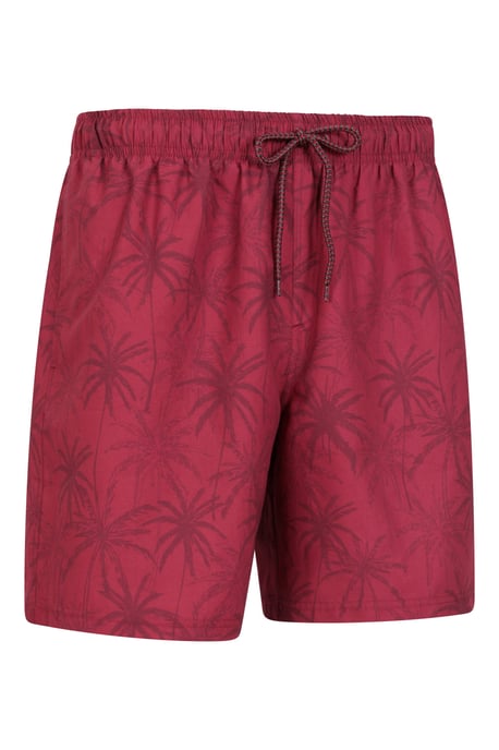 'Aruba' Men's Printed Swim Shorts Drawstring Quick Drying Swimming Trunks Burgundy - Image 3