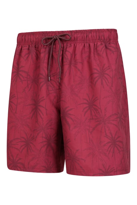 'Aruba' Men's Printed Swim Shorts Drawstring Quick Drying Swimming Trunks Burgundy - Image 5