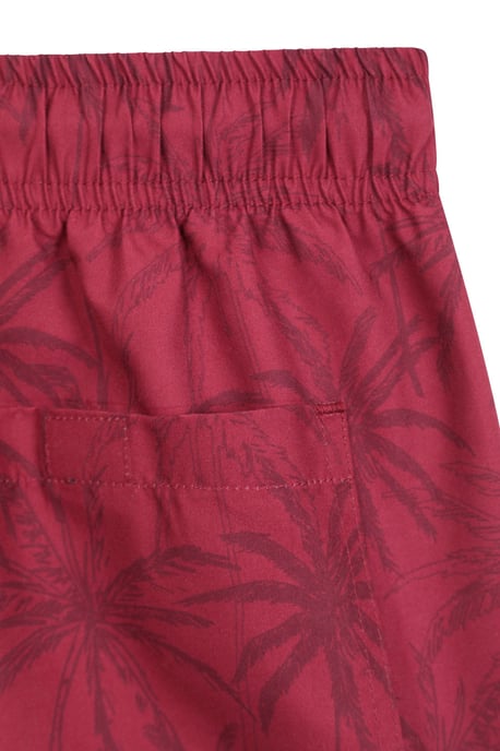'Aruba' Men's Printed Swim Shorts Drawstring Quick Drying Swimming Trunks Burgundy - Image 6