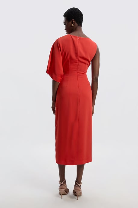 Soft Tailored Asymmetric Sleeve Midi Dress - Image 4