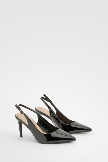 Patent Mid Height Slingback Court Shoes - Image 2