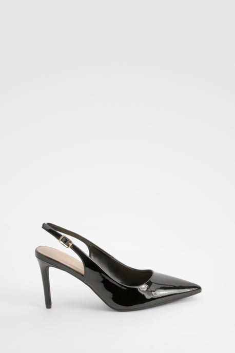 Patent Mid Height Slingback Court Shoes - Image 3