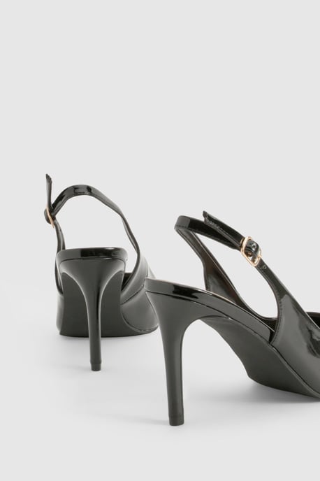 Patent Mid Height Slingback Court Shoes - Image 4