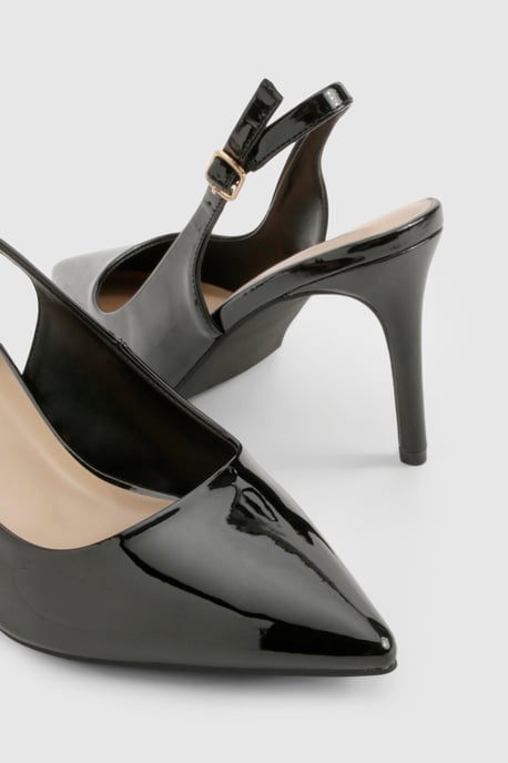 Patent Mid Height Slingback Court Shoes - Image 6