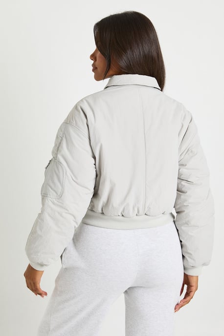 Ruched Sleeve Bomber Jacket - Image 2