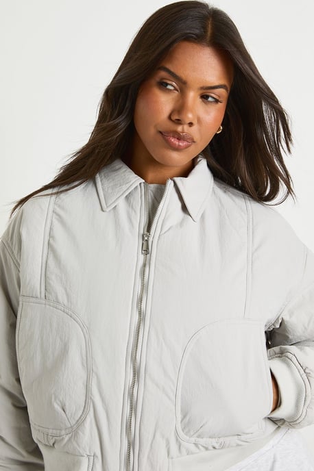 Ruched Sleeve Bomber Jacket - Image 4