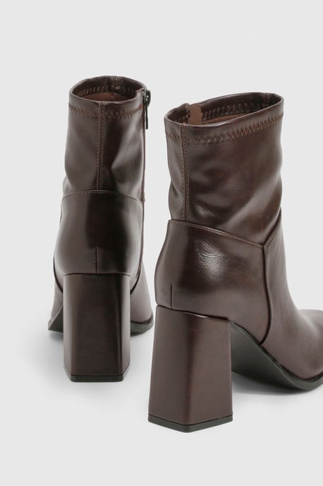 Sock Flared Heel Ankle Boots - Image 4