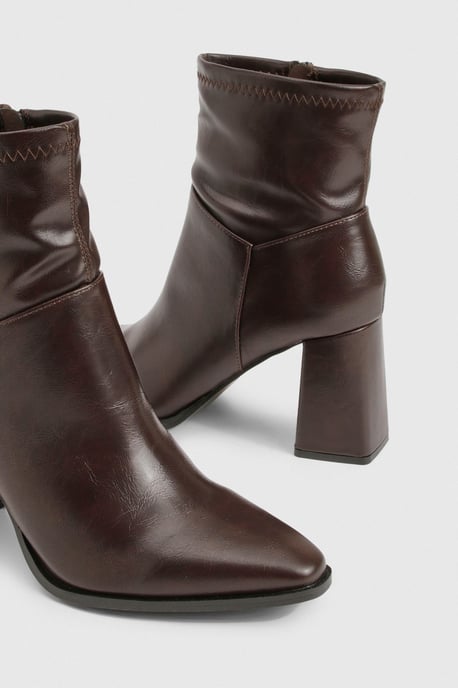 Sock Flared Heel Ankle Boots - Image 6