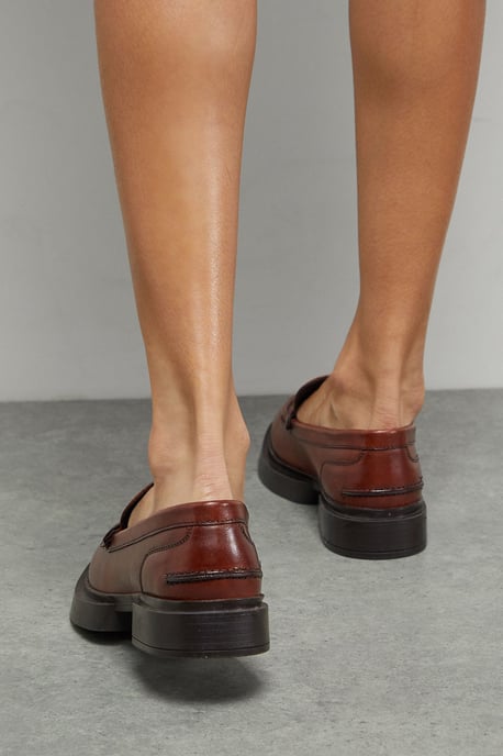 Faith: Barrie Leather Chunky Penny Loafers - Image 3