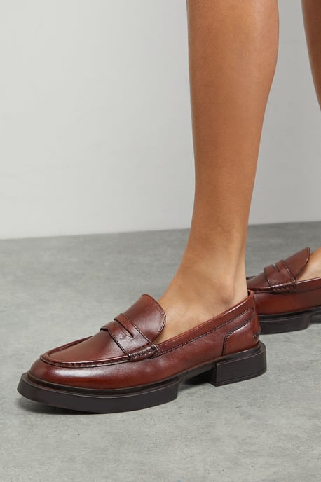 Faith: Barrie Leather Chunky Penny Loafers - Image 4