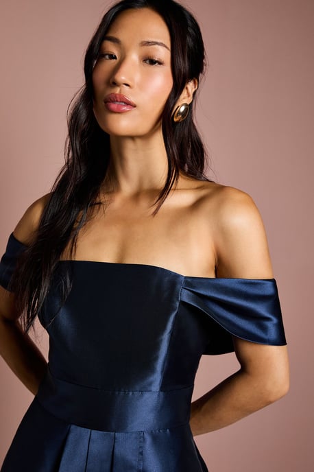 Bardot Twill Waterfall Bridesmaid Dress - Image 2