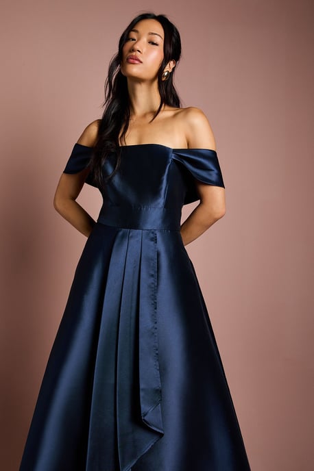Bardot Twill Waterfall Bridesmaid Dress - Image 4
