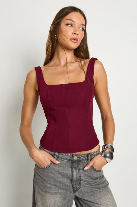 Structured Crepe Corset Top - Image 1