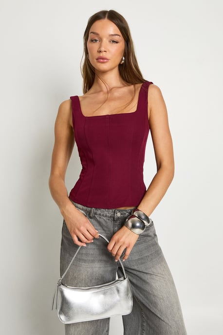 Structured Crepe Corset Top - Image 3
