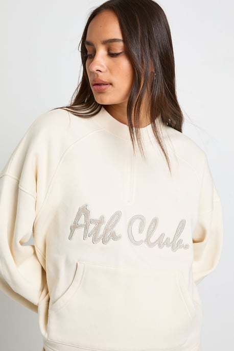Ath Club Towelling Applique Quarter Zip Sweatshirt - Image 4