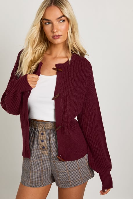 Toggle Button High Neck Knit Cardigan - Image 4