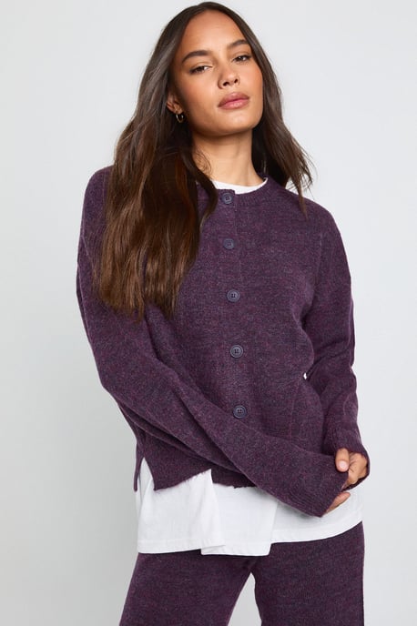 Crew Neck Knitted Boxy Cardigan and Wide Leg Trouser Co-Ord - Image 2
