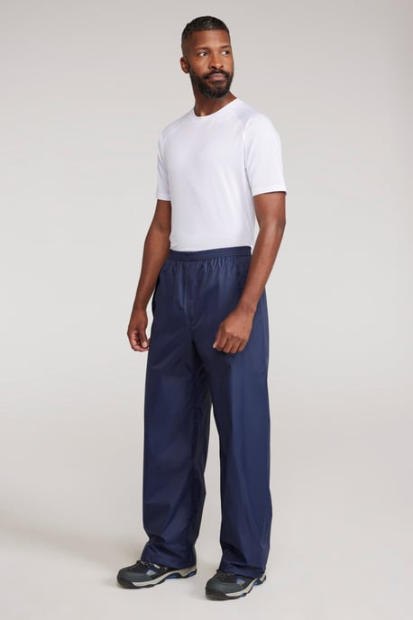 'Pakka' Men's Waterproof Rain Overtrousers with Pocket Breathable Everyday Pants Navy - Image 3