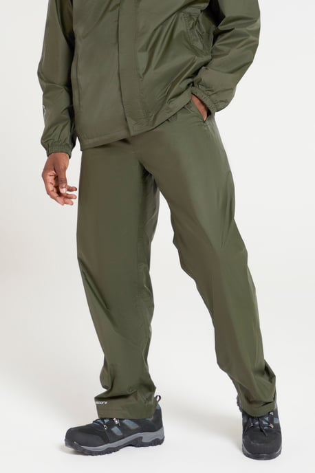 'Pakka' Men's Waterproof Rain Overtrousers with Pocket Breathable Everyday Pants Forest Green - Image 1