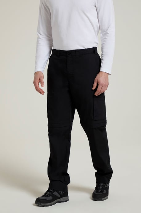 'Trek' Men's Convertible Trousers with Pockets Quick Drying Hiking Travel Pants Black - Image 1