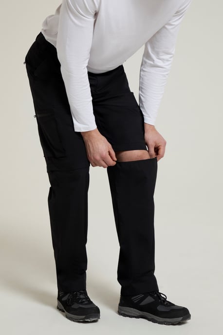 'Trek' Men's Convertible Trousers with Pockets Quick Drying Hiking Travel Pants Black - Image 2