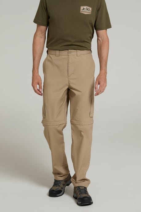 'Trek' Men's Convertible Trousers with Pockets Quick Drying Hiking Travel Pants Beige - Image 1