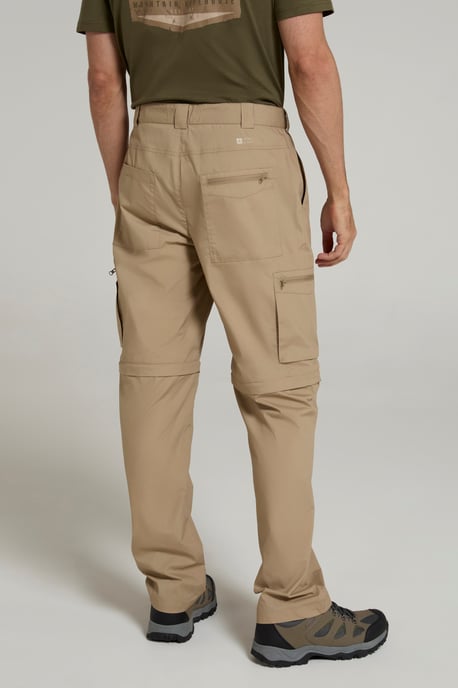 'Trek' Men's Convertible Trousers with Pockets Quick Drying Hiking Travel Pants Beige - Image 3