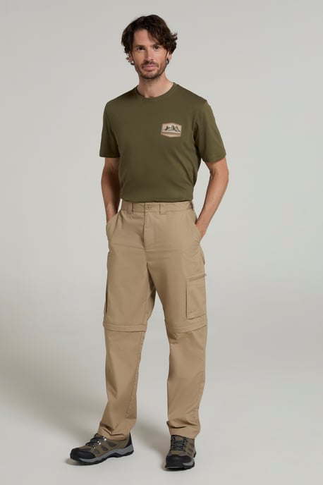 'Trek' Men's Convertible Trousers with Pockets Quick Drying Hiking Travel Pants Beige - Image 4