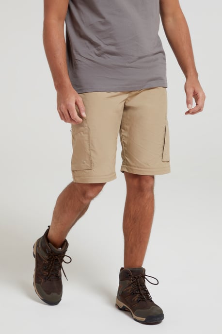 'Trek' Men's Convertible Trousers with Pockets Quick Drying Hiking Travel Pants Beige - Image 5