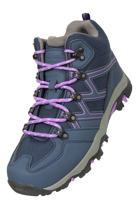 'Oscar'' Kids Walking Boots Suede Mesh Upper Cushioned Hiking Everyday Shoes Purple - Image 6