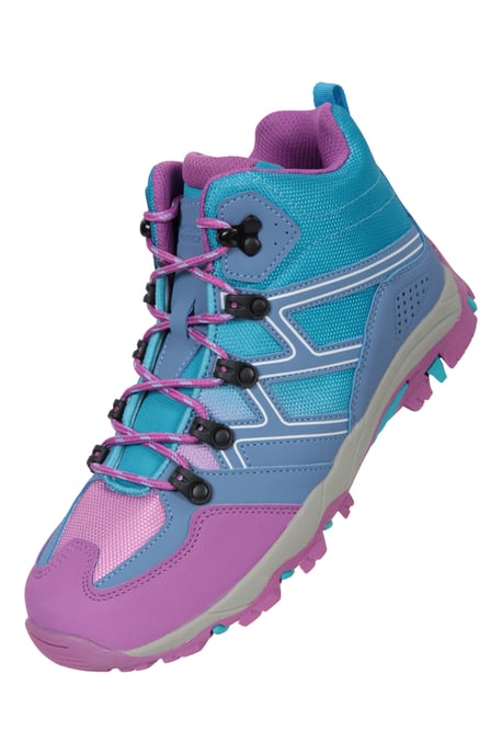 'Oscar'' Kids Walking Boots Suede Mesh Upper Cushioned Hiking Everyday Shoes Lilac - Image 5