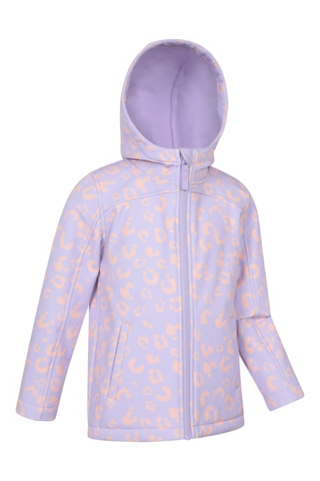 'Exodus' Kids Softshell Jacket with Two Side Pockets Fleece Lined Water Resistant Outdoors Coat Purple - Image 3