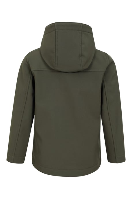 'Exodus' Kids Softshell Jacket with Two Side Pockets Fleece Lined Water Resistant Outdoors Coat Green - Image 3