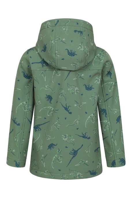 'Exodus' Kids Softshell Jacket with Two Side Pockets Fleece Lined Water Resistant Outdoors Coat Green - Image 4