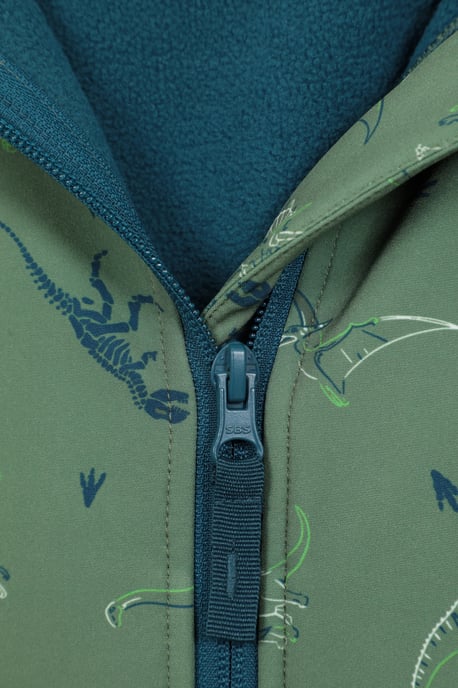 'Exodus' Kids Softshell Jacket with Two Side Pockets Fleece Lined Water Resistant Outdoors Coat Green - Image 6