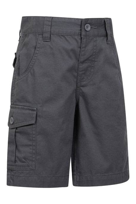 'Cargo' Kids Shorts 100% Cotton Adjustable Waistband Casual Summer Bottoms Charcoal - Image 2