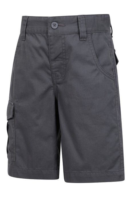 'Cargo' Kids Shorts 100% Cotton Adjustable Waistband Casual Summer Bottoms Charcoal - Image 4