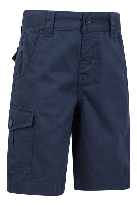 'Cargo' Kids Shorts 100% Cotton Adjustable Waistband Casual Summer Bottoms Navy - Image 2