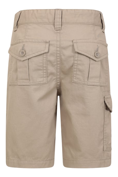 'Cargo' Kids Shorts 100% Cotton Adjustable Waistband Casual Summer Bottoms Beige - Image 3