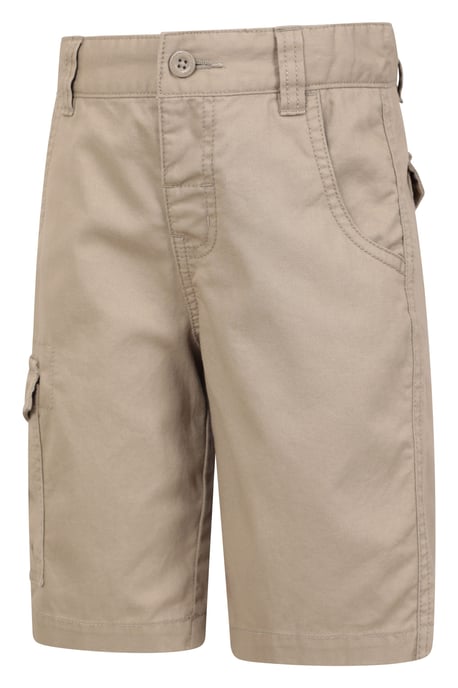 'Cargo' Kids Shorts 100% Cotton Adjustable Waistband Casual Summer Bottoms Beige - Image 4