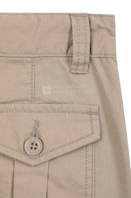'Cargo' Kids Shorts 100% Cotton Adjustable Waistband Casual Summer Bottoms Beige - Image 5