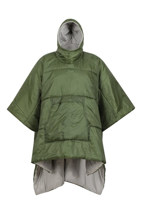 Wearable Padded Blanket with Adjustable Hood Warm Outdoors Camping Hoodie Khaki - Image 2