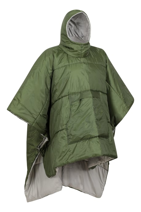 Wearable Padded Blanket with Adjustable Hood Warm Outdoors Camping Hoodie Khaki - Image 3