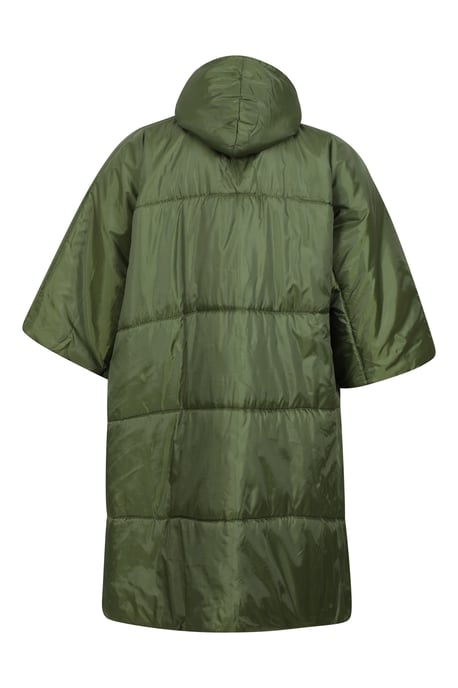 Wearable Padded Blanket with Adjustable Hood Warm Outdoors Camping Hoodie Khaki - Image 4