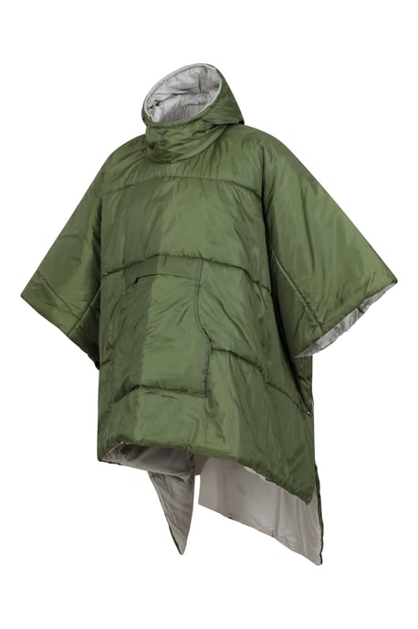Wearable Padded Blanket with Adjustable Hood Warm Outdoors Camping Hoodie Khaki - Image 5