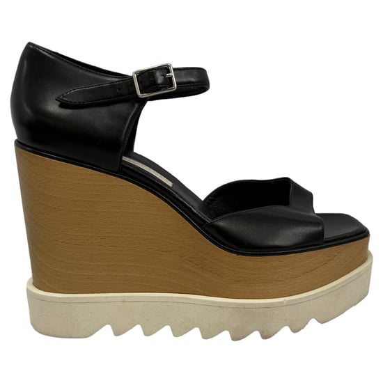 Stella McCartney Platform Elyse Wedge Sandals in Black Leather - Image 1