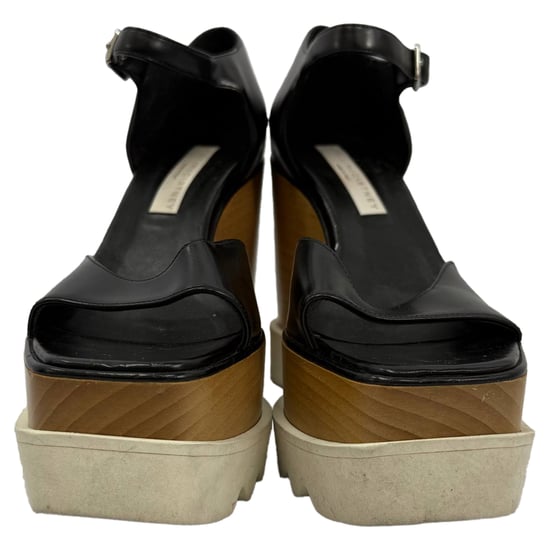 Stella McCartney Platform Elyse Wedge Sandals in Black Leather - Image 2