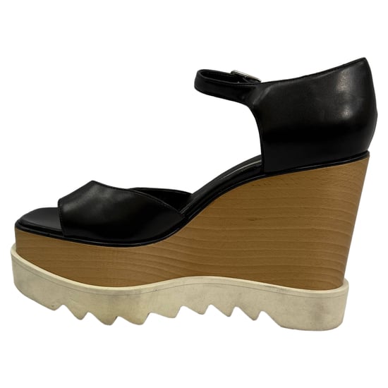 Stella McCartney Platform Elyse Wedge Sandals in Black Leather - Image 4