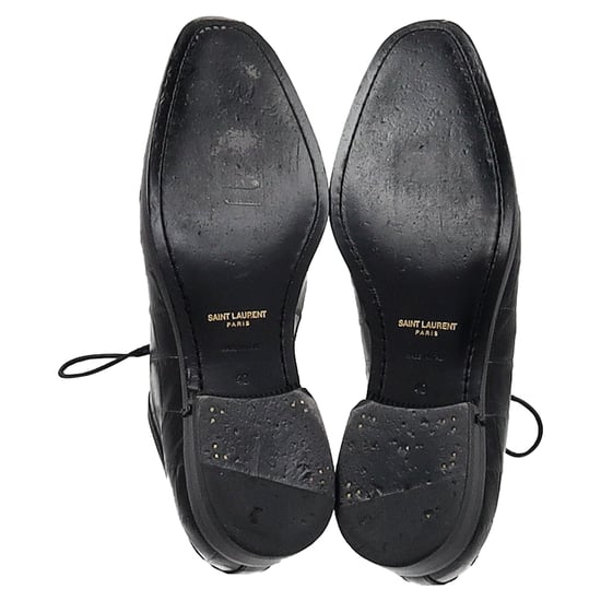 Saint Laurent Croc Embossed Lace Up Oxfords in Black Leather - Image 6